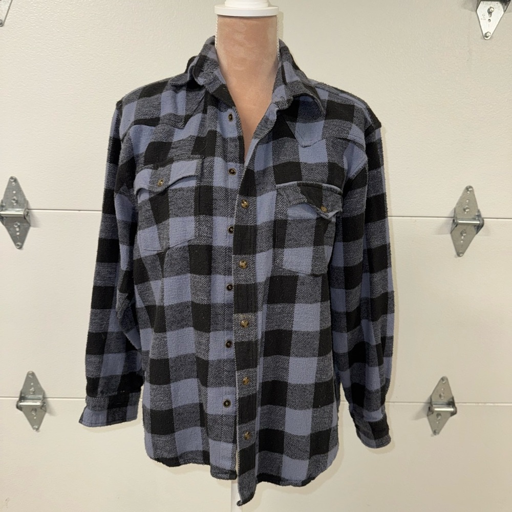 Outdoor Life Black and Gray Plaid Flannel